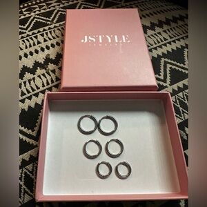 Jstyle Silver Hoop Earrings Set